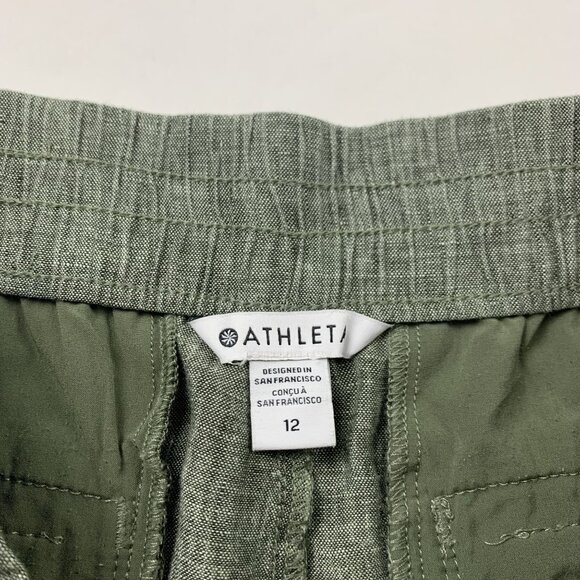 Athleta Aspen Olive Linen Voyager Bermuda Short 12 - Picture 4 of 7